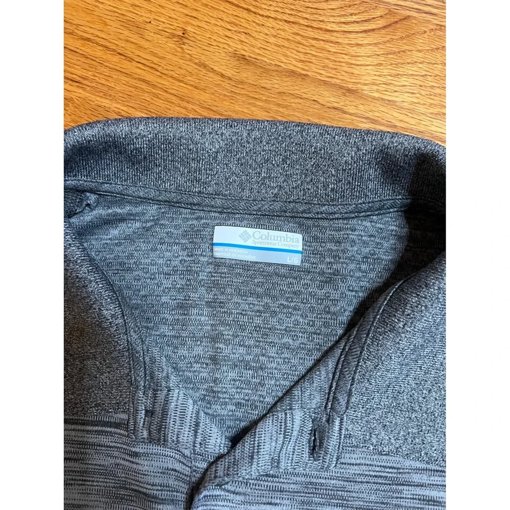 Columbia Omni-Freeze Polo Shirt Mens Large Grey Space Dye Performance Golf Top